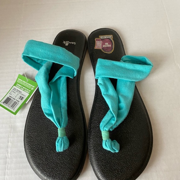 NWT Sanuk Yoga Triangle Sandals Turquoise Size 10 SW11050 - Picture 3 of 13